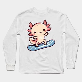 axolotl funny snowboarding Long Sleeve T-Shirt